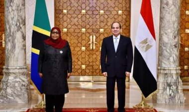President Abdel Fattah el-Sisi today welcomed President Samia Hassan, President of the United Republic of Tanzania, to the Federal Palace